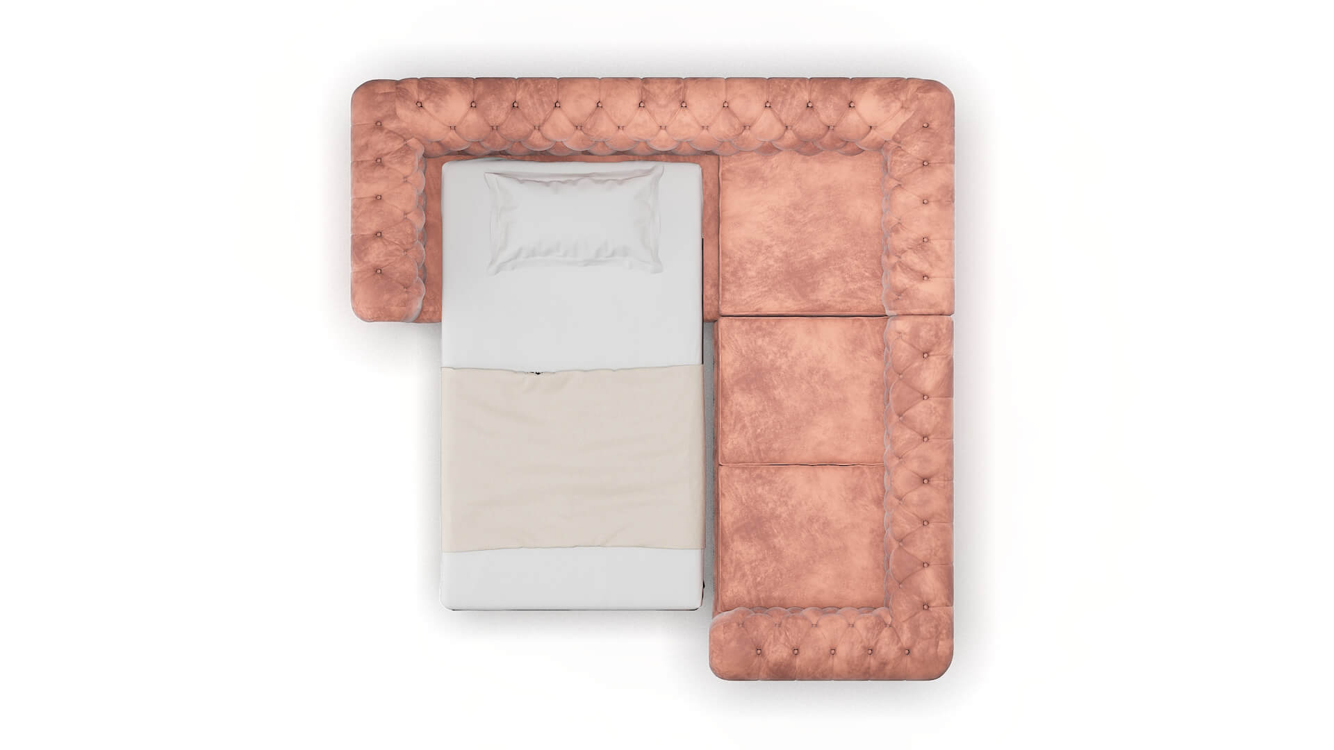 Bordeaux Royale Blush Sectional Sleeper Espresso legs 3