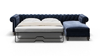 Bordeaux Royale Cobalt Panel Sleeper Espresso legs 1