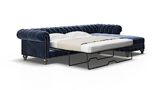 Bordeaux Royale cobalt Panel sleeper Espresso Legs  2
