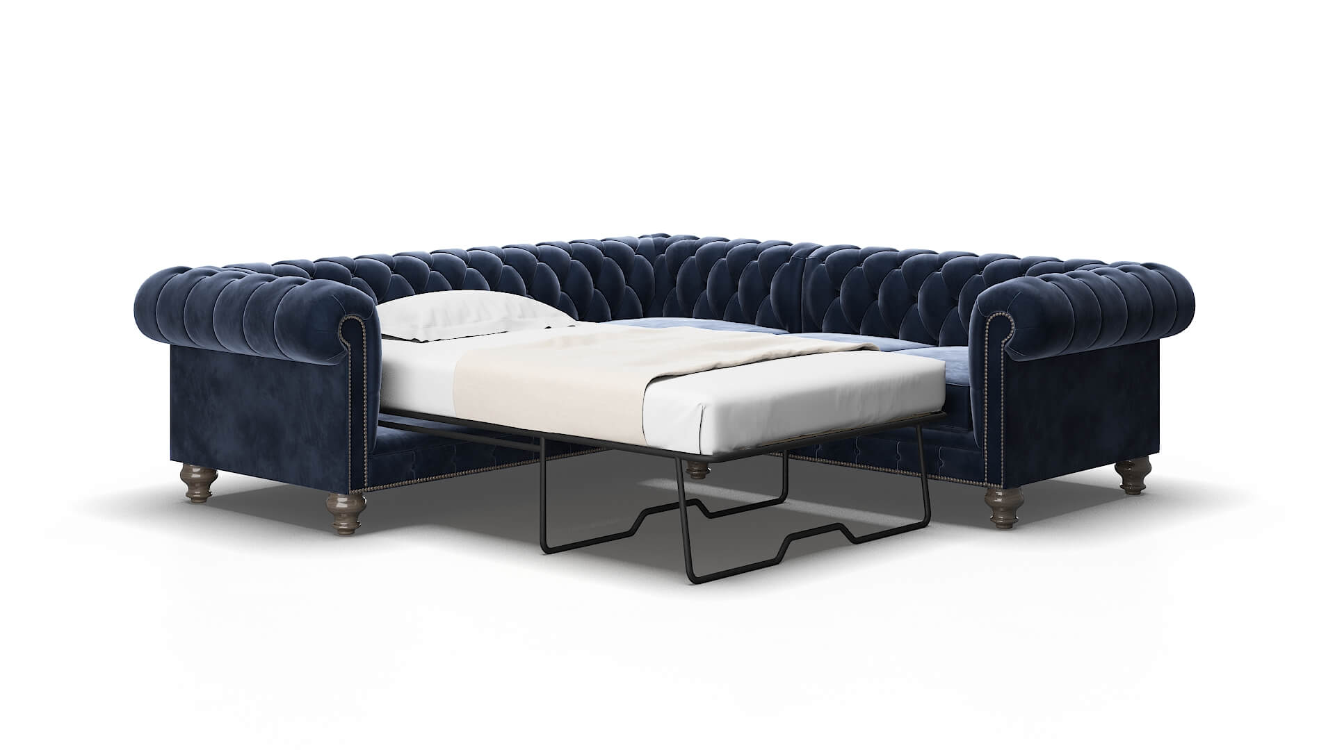 Bordeaux Royale cobalt Sectional sleeper Espresso Legs  2