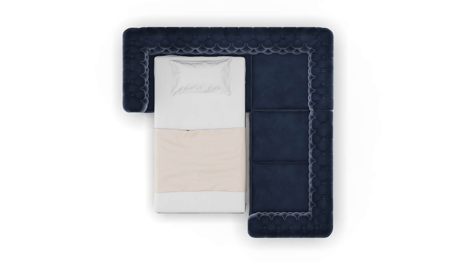 Bordeaux Royale Cobalt Sectional Sleeper Espresso legs 3