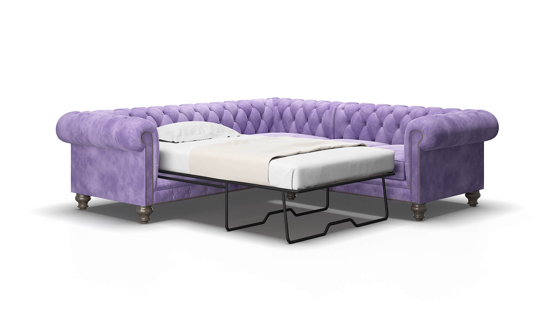 Bordeaux Royale lavender Sectional sleeper Espresso Legs  2