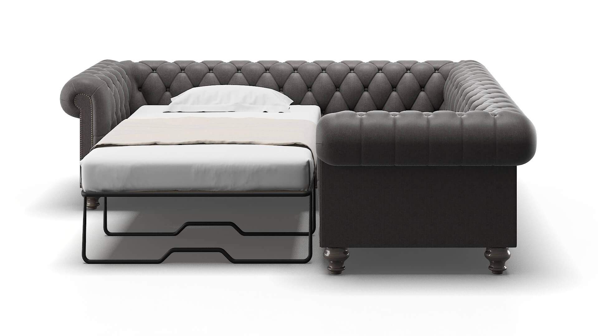 Bordeaux Sasha Grey Sectional Sleeper Espresso legs 1