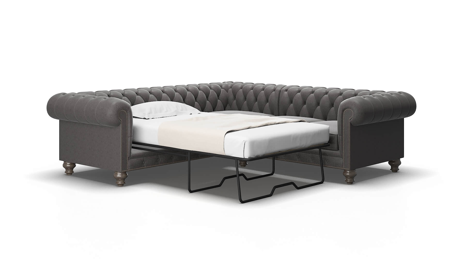 Bordeaux Sasha grey Sectional sleeper Espresso Legs  2