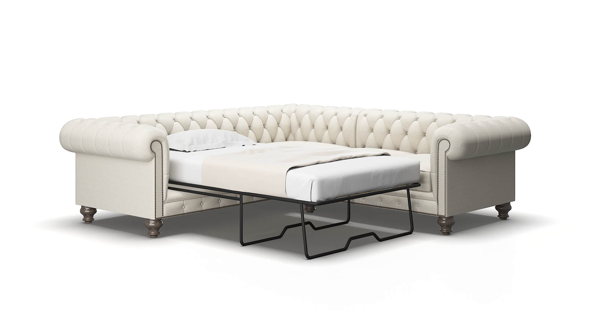 Bordeaux Venus cream Sectional sleeper Espresso Legs  2