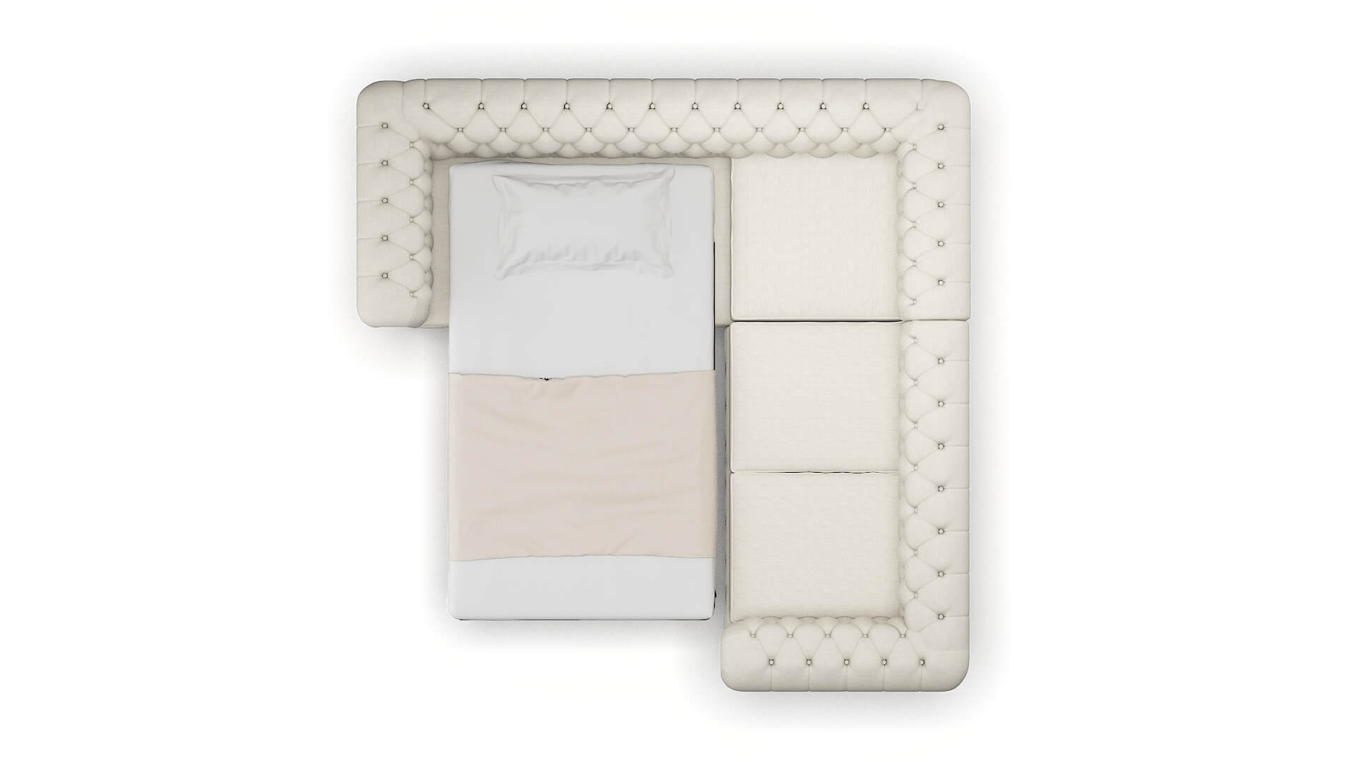 Bordeaux Venus Cream Sectional Sleeper Espresso legs 3