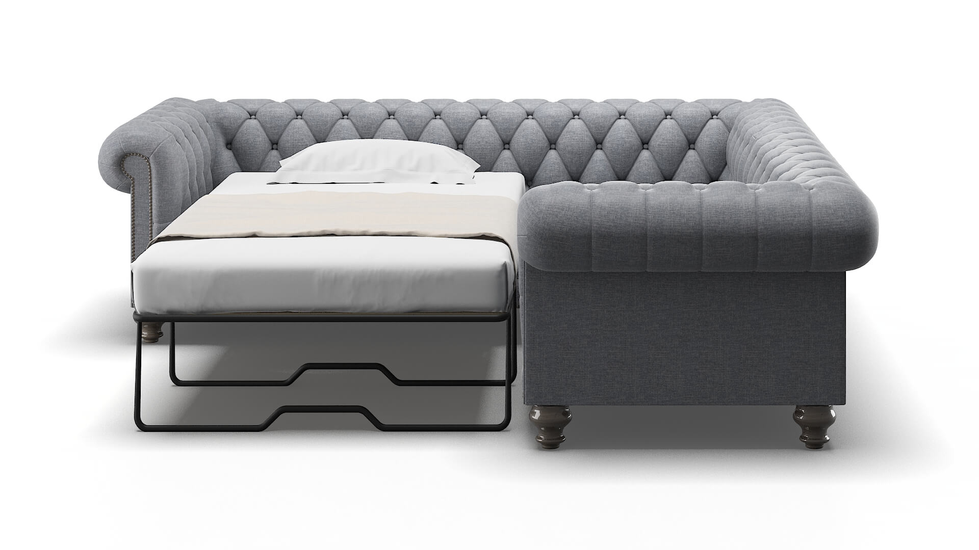 Bordeaux Venus Mist Sectional Sleeper Espresso legs 1