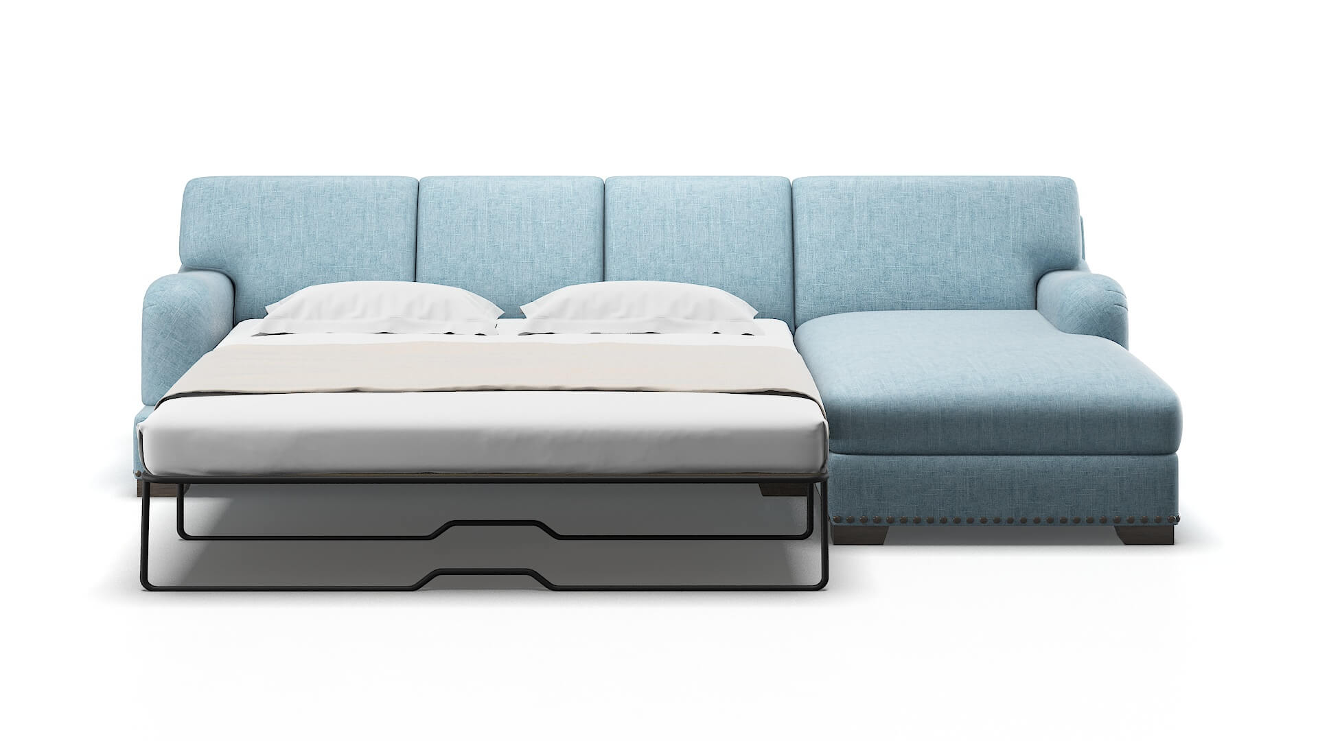 Brighton Atlas Turquoise Panel Sleeper Espresso legs 1