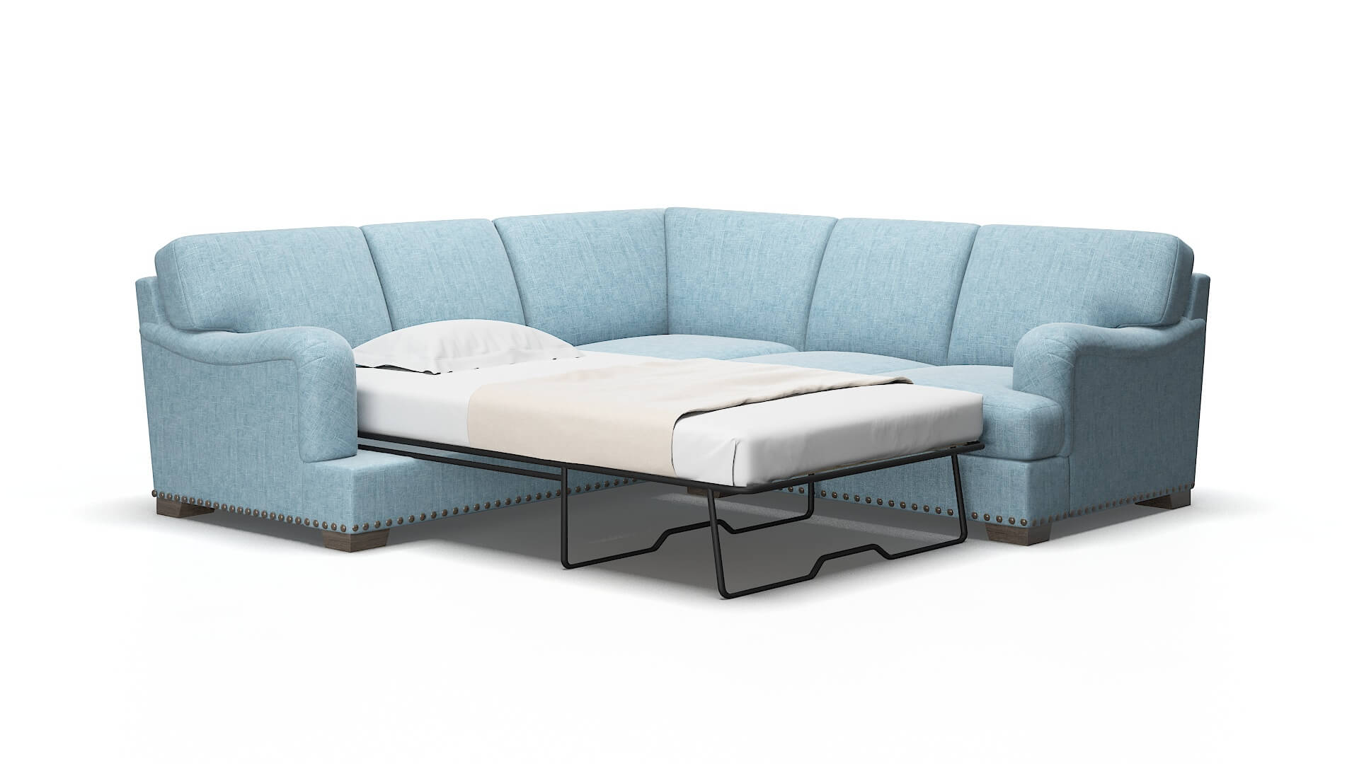 Brighton Atlas turquoise Sectional sleeper Espresso Legs  2