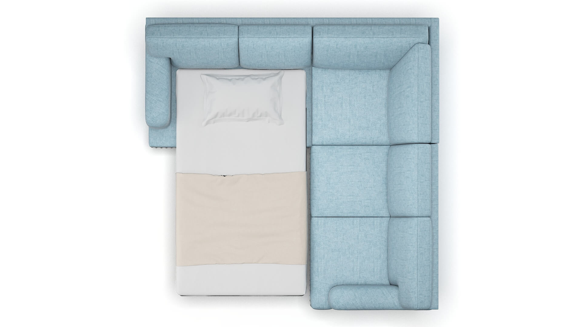 Brighton Atlas Turquoise Sectional Sleeper Espresso legs 3