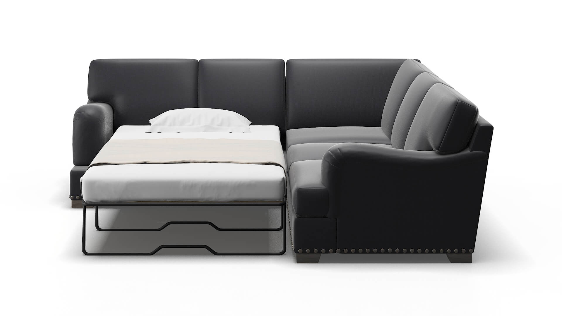 Brighton Atlas_plz Navy Sectional Sleeper Espresso legs 1