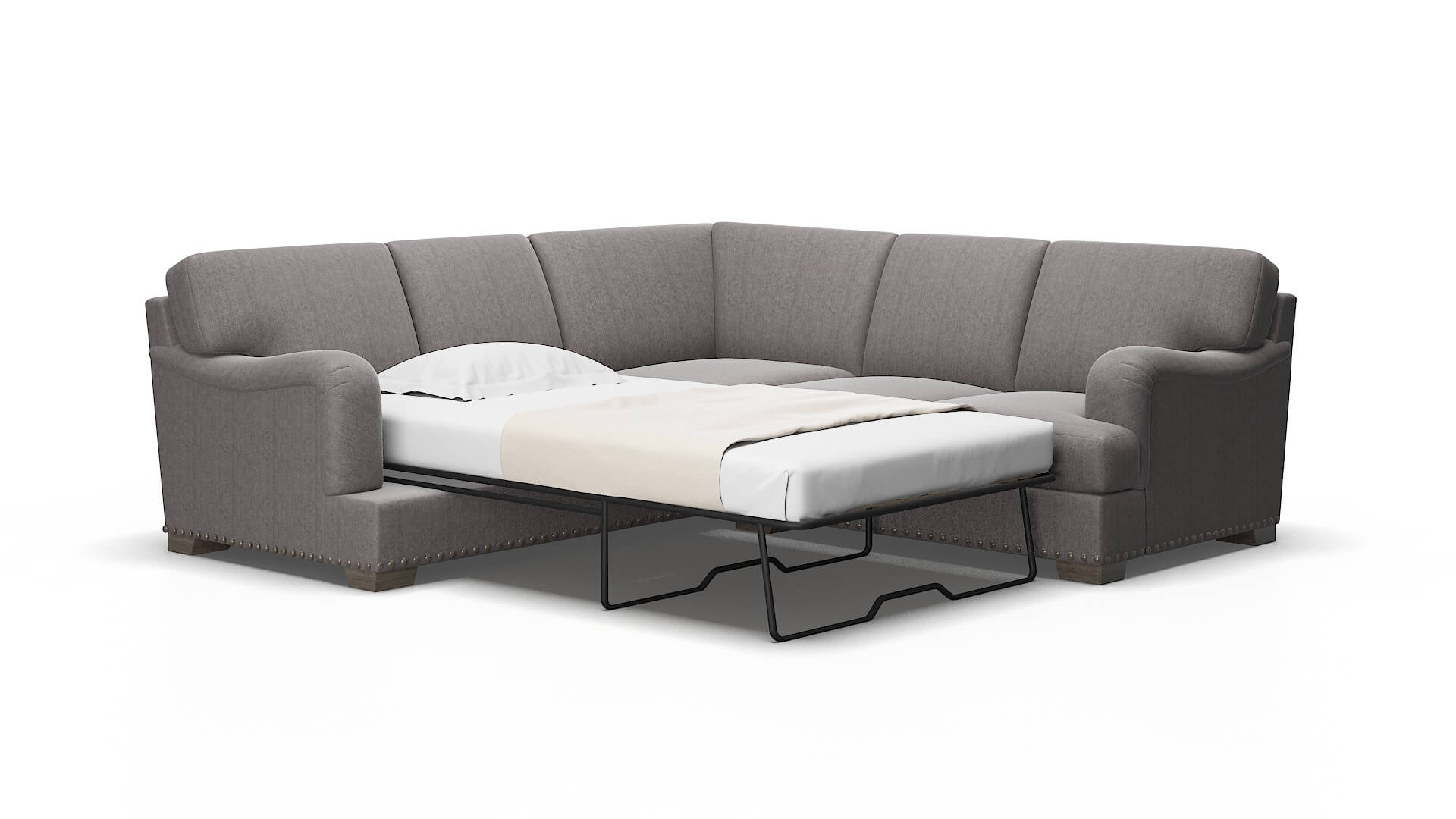 Brighton Atlas_plz Silver Sectional Sleeper Espresso legs 2