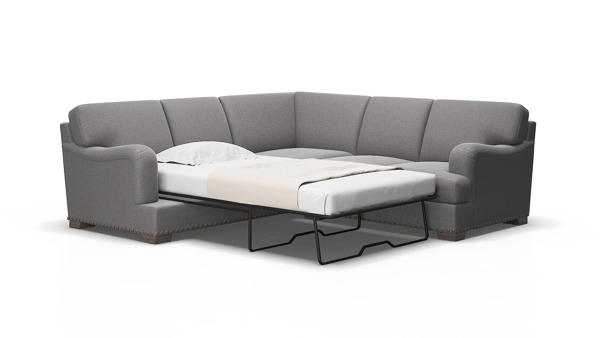 Brighton Avenger Zinc Sectional Sleeper Espresso legs 2