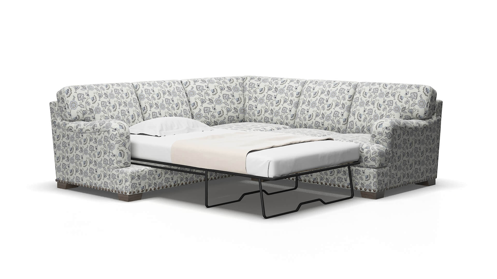 Brighton Avignon Sky Sectional Sleeper Espresso legs 2