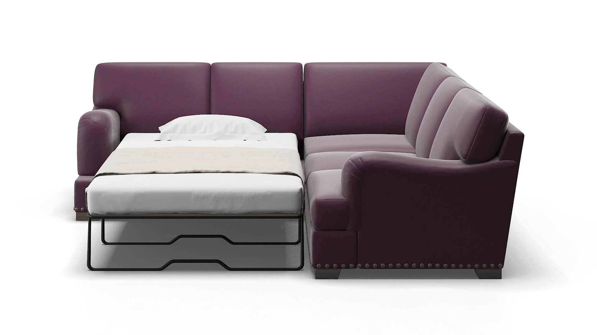 Brighton Bella Aubergine Sectional Sleeper Espresso legs 1