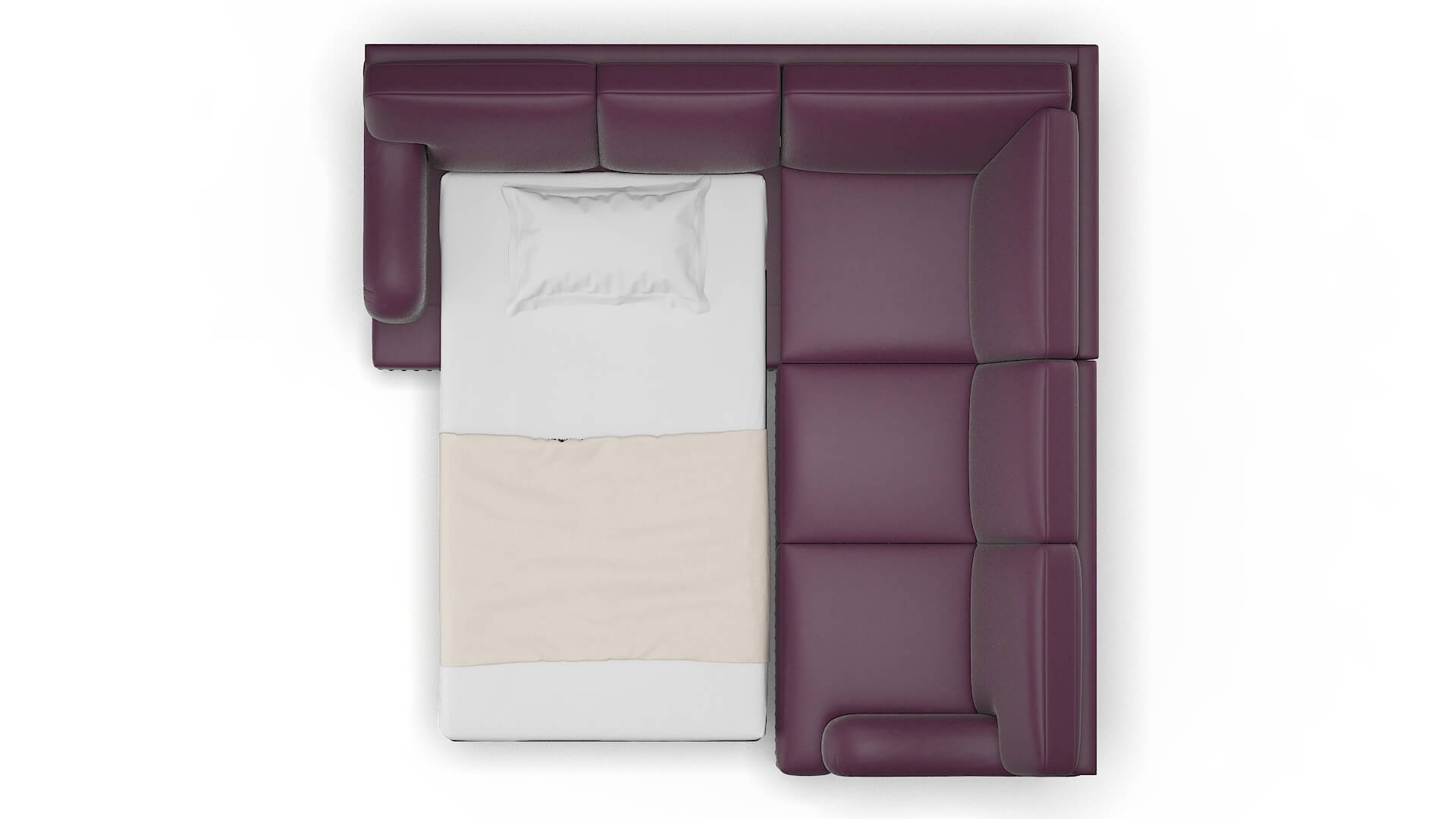 Brighton Bella Aubergine Sectional Sleeper Espresso legs 3