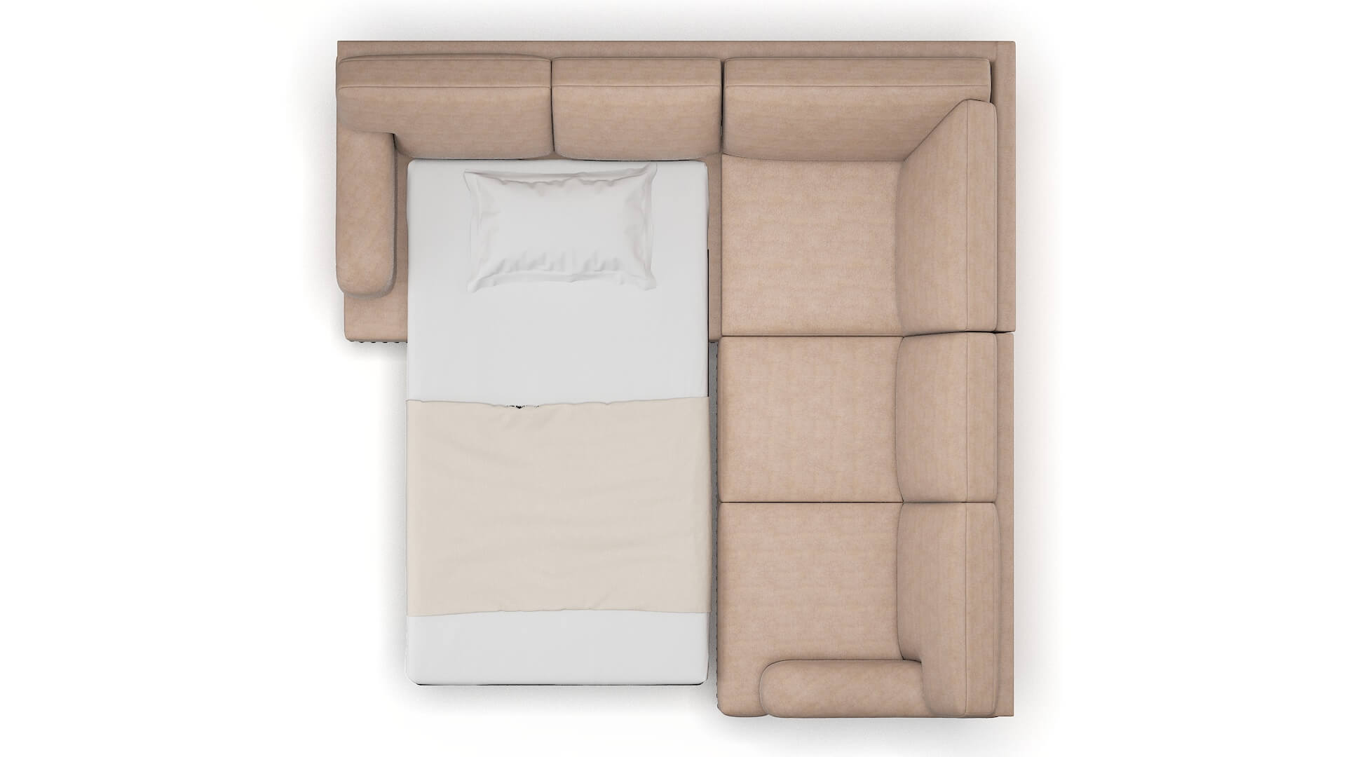 Brighton Bella Pewter Sectional Sleeper Espresso legs 3