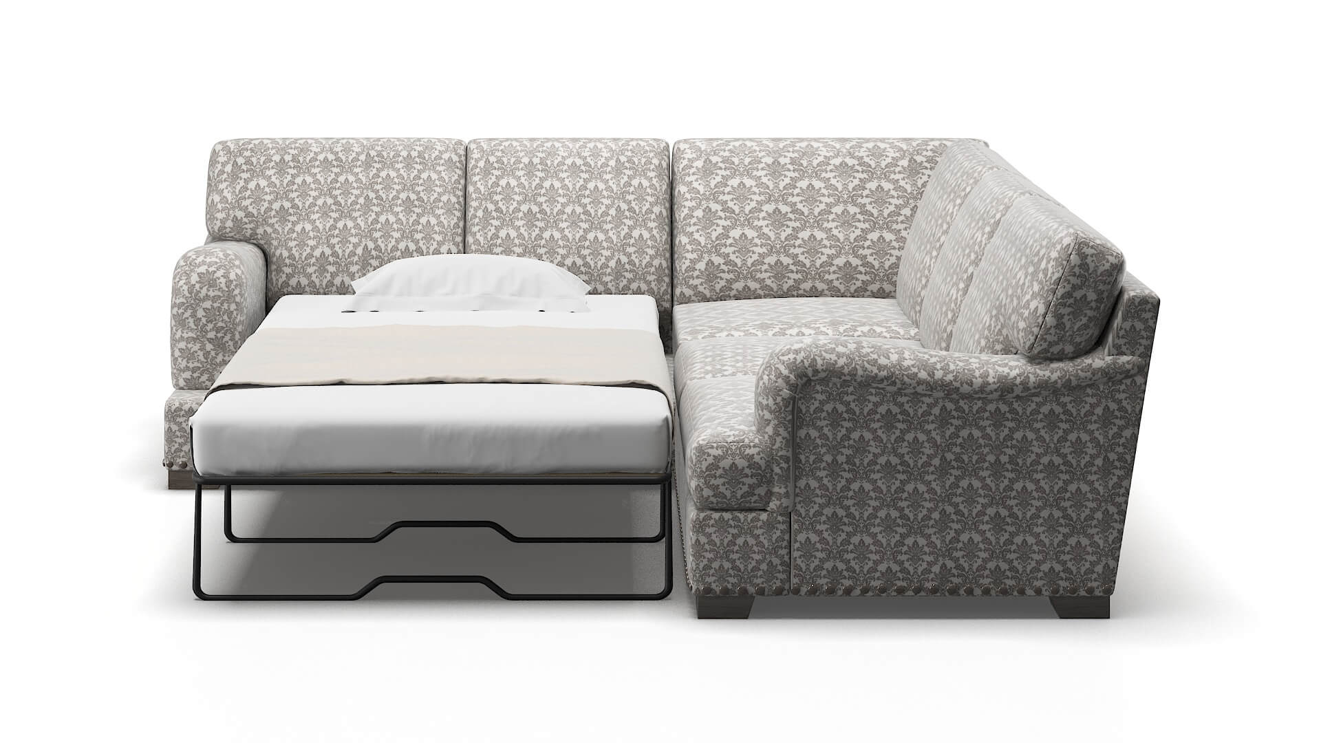 Brighton Bergamo Dove Sectional Sleeper Espresso legs 1