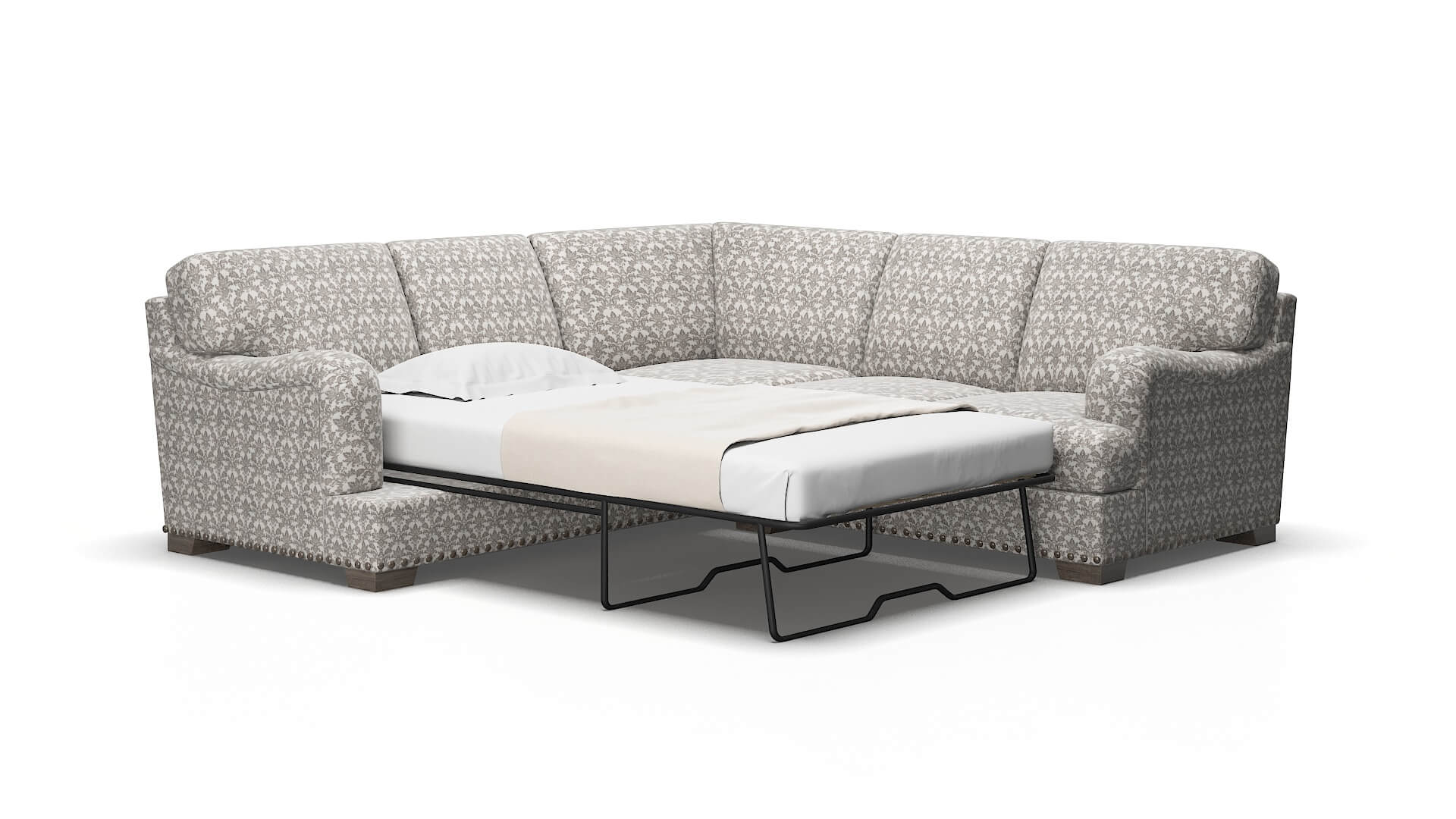 Brighton Bergamo dove Sectional sleeper Espresso Legs  2