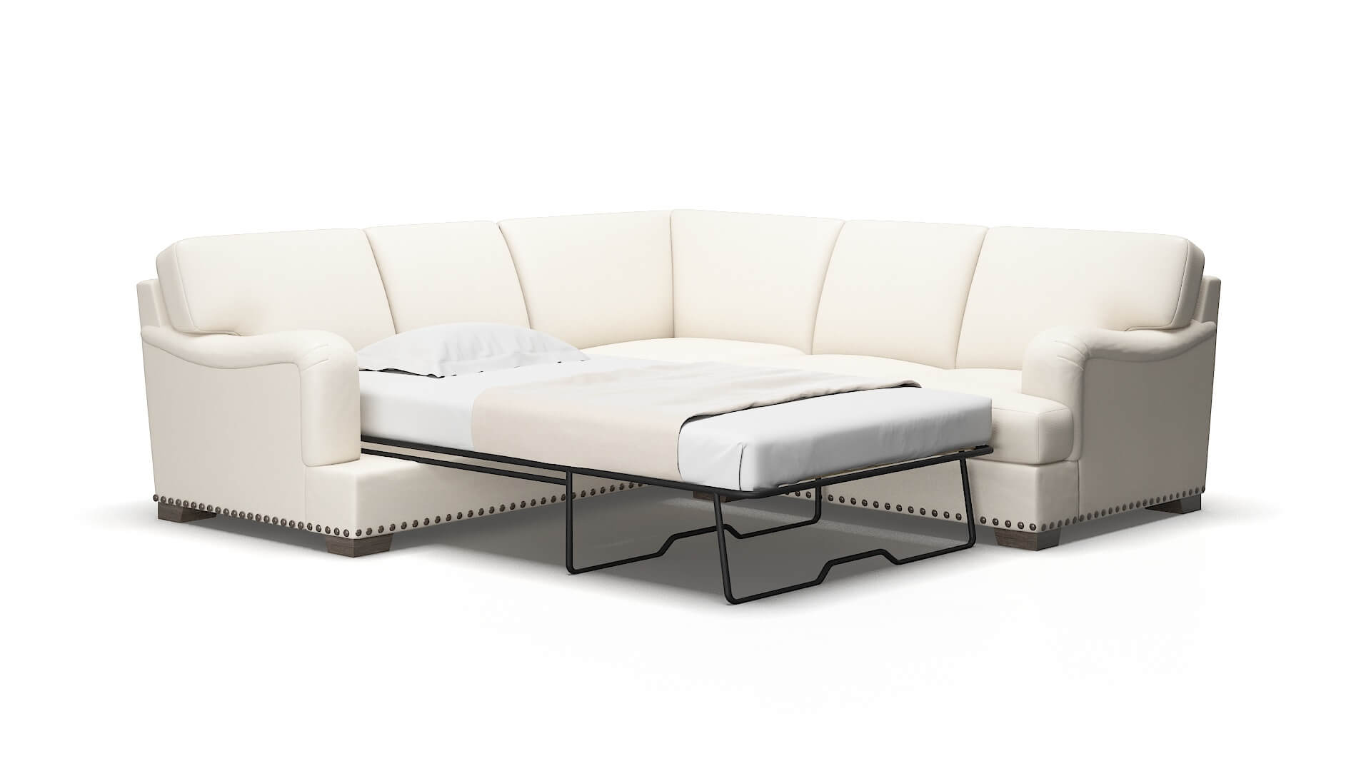 Brighton Blanche milky Sectional sleeper Espresso Legs  2