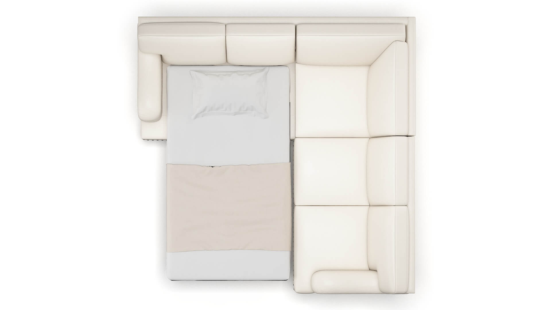 Brighton Blanche Milky Sectional Sleeper Espresso legs 3