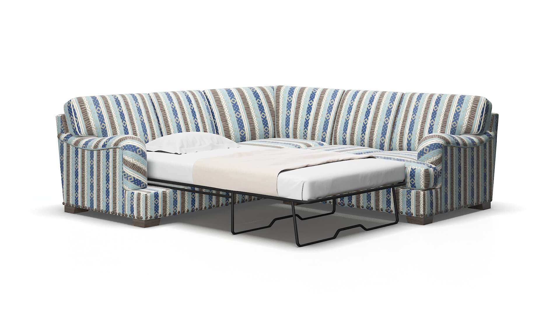 Brighton Bodhi Indigo Sectional Sleeper Espresso legs 2