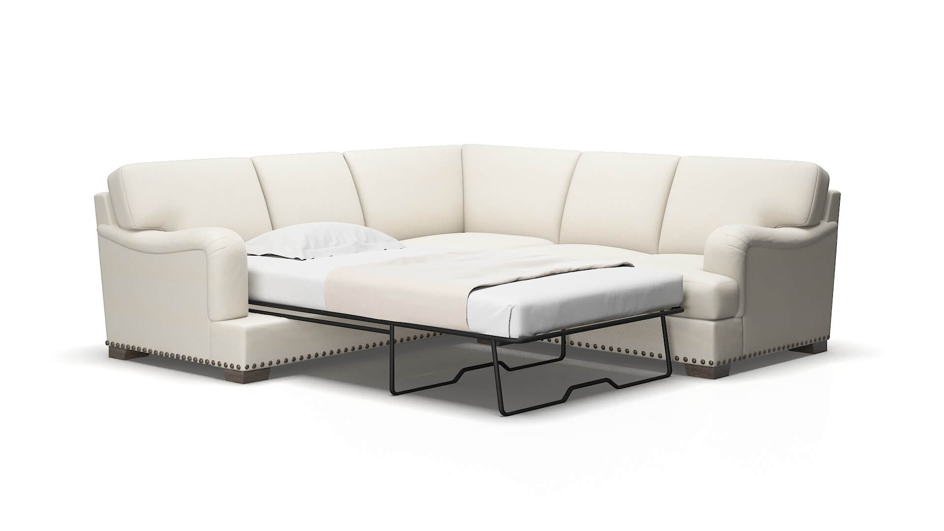 Brighton Bungalow ivory Sectional sleeper Espresso Legs  2
