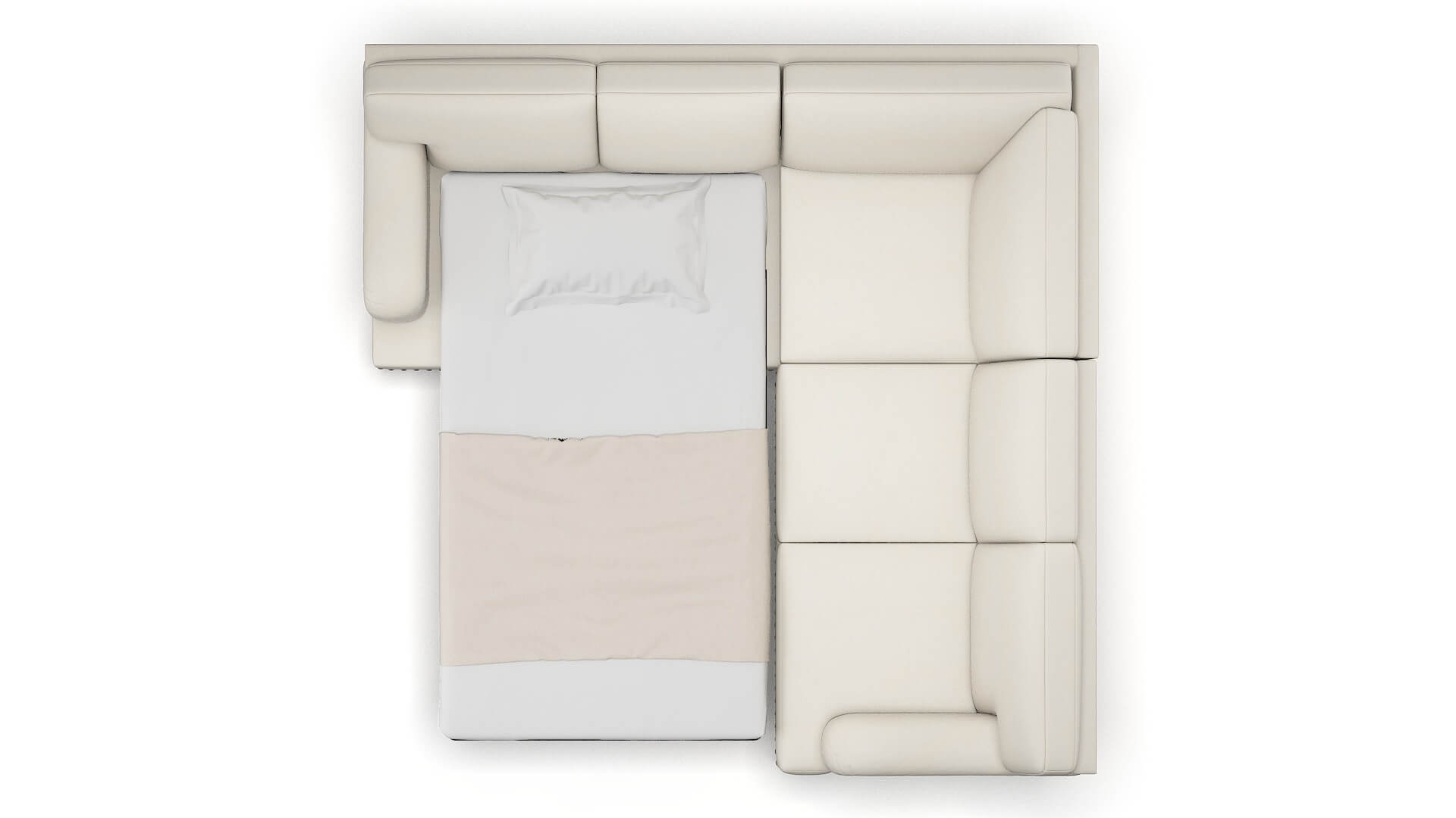 Brighton Bungalow Ivory Sectional Sleeper Espresso legs 3