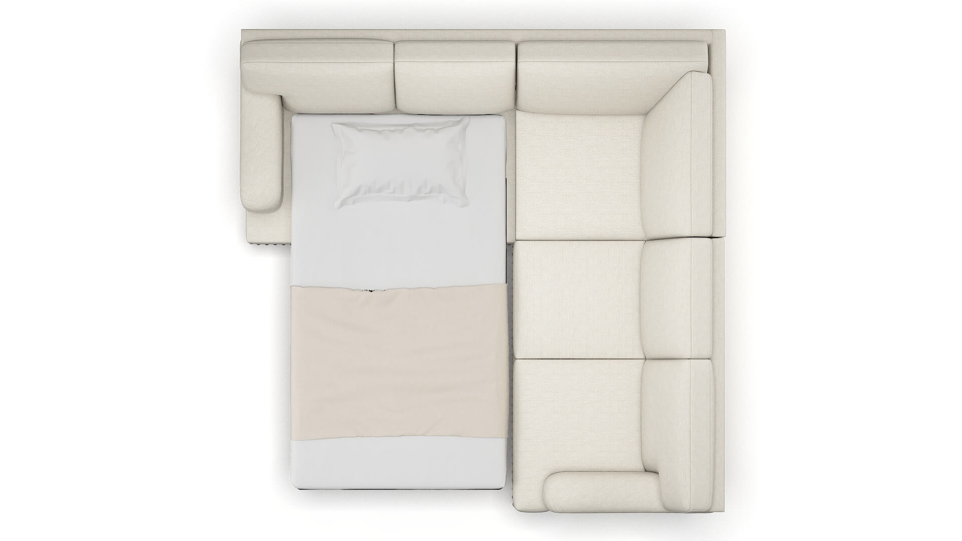 Brighton Catalina Linen Sectional Sleeper Espresso legs 3