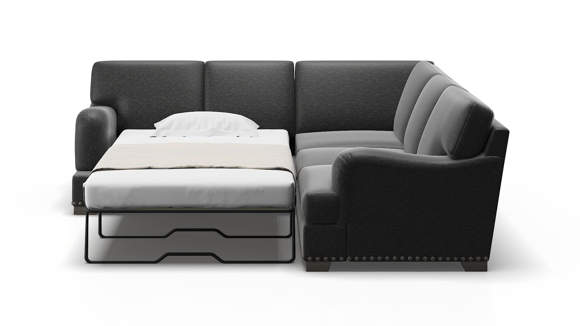 Brighton Chance Denim Sectional Sleeper Espresso legs 1