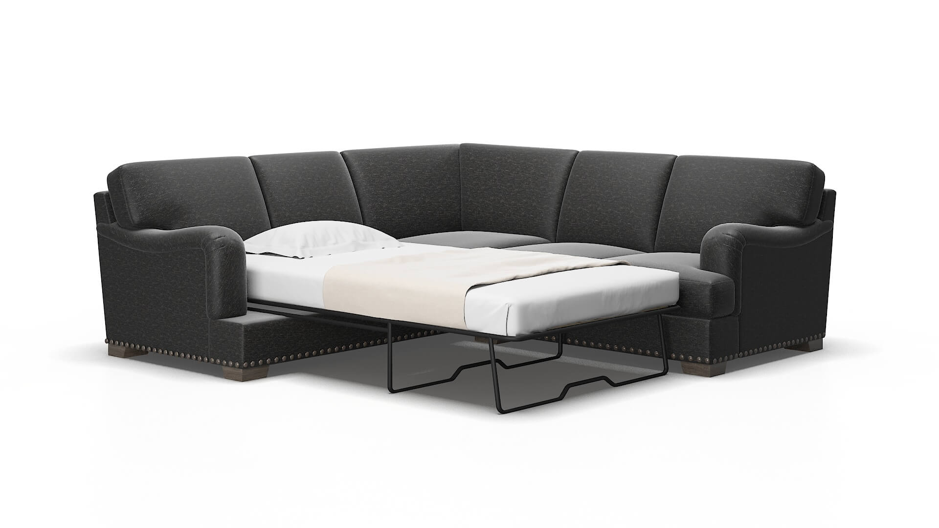 Brighton Chance Denim Sectional Sleeper Espresso legs 2