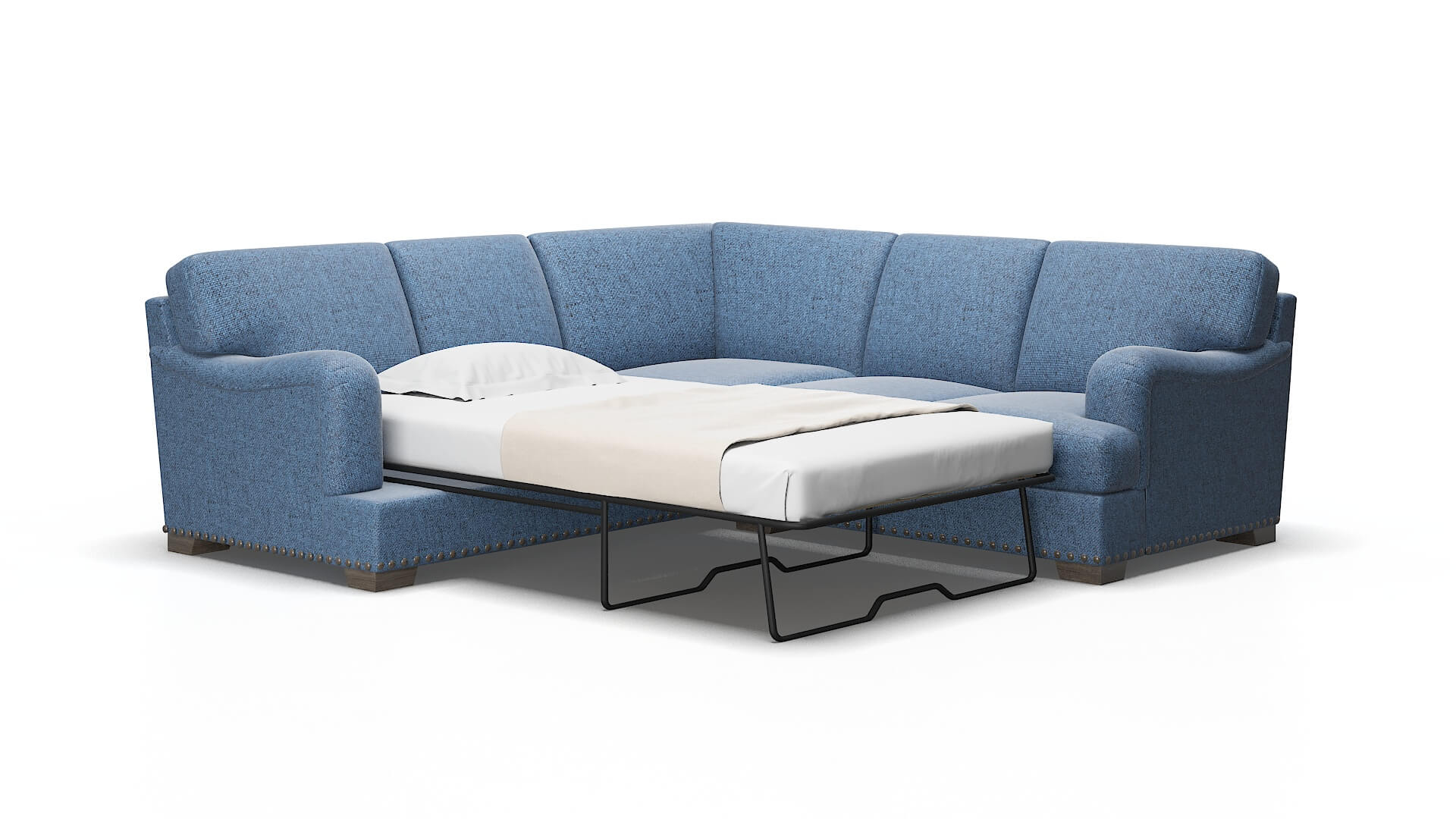 Brighton Clyde deep_ocean Sectional sleeper Espresso Legs  2