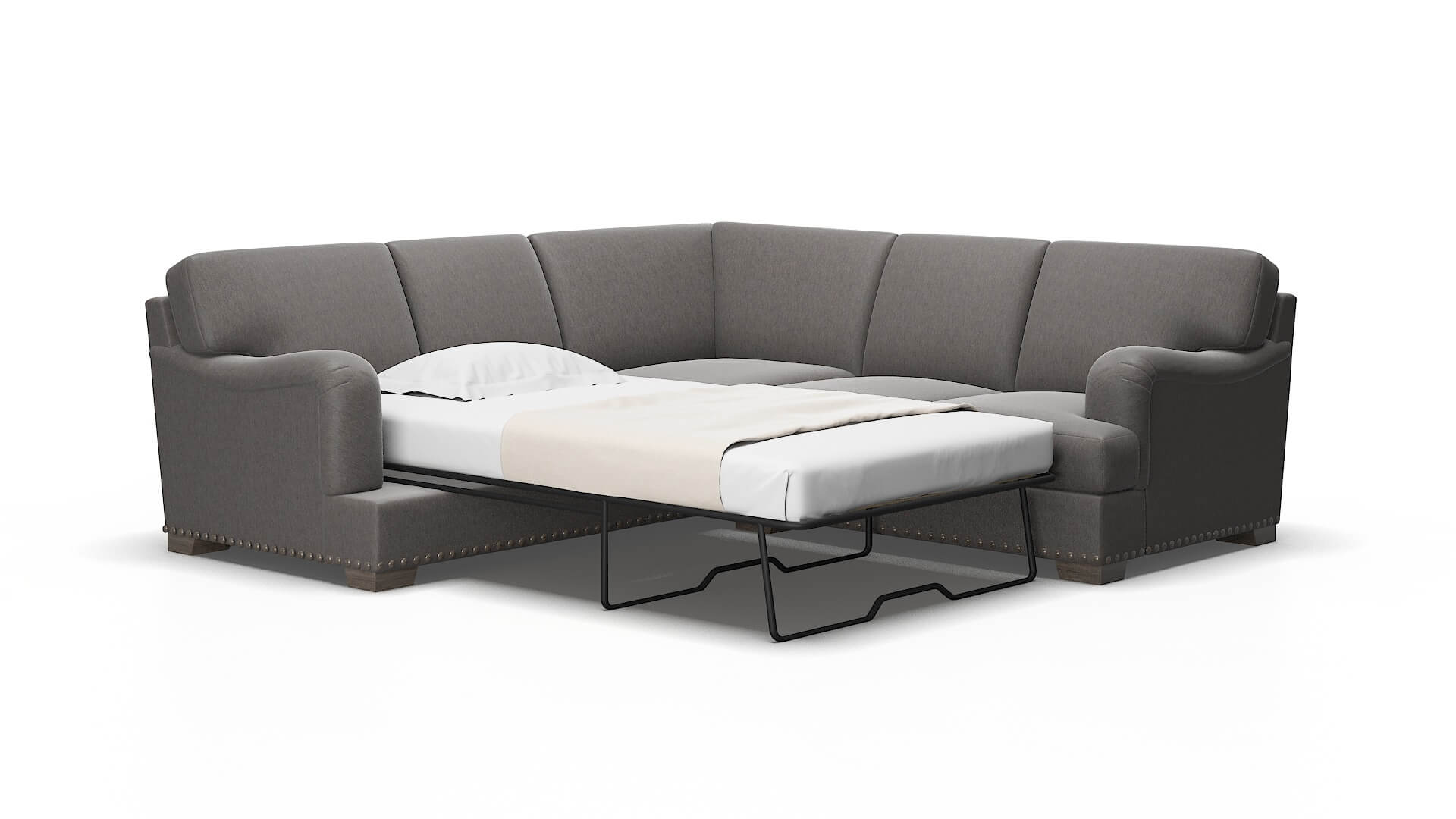 Brighton Cosmo charcoal Sectional sleeper Espresso Legs  2