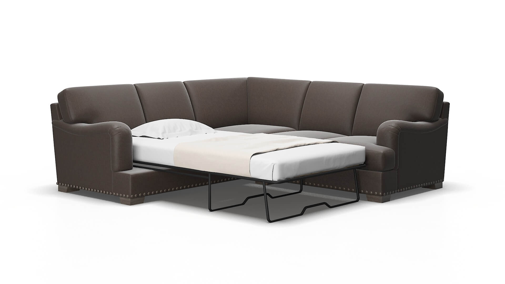 Brighton Cosmo chocolate Sectional sleeper Espresso Legs  2