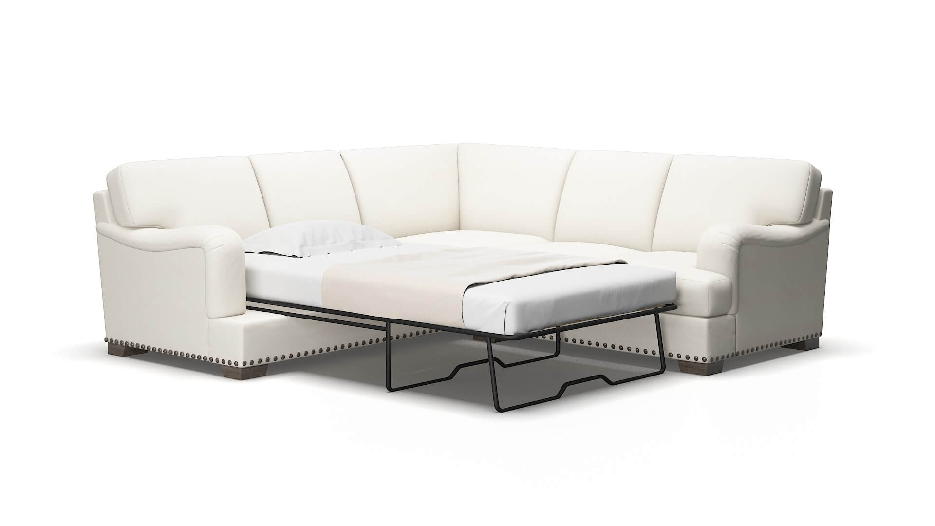 Brighton Cosmo ivory Sectional sleeper Espresso Legs  2