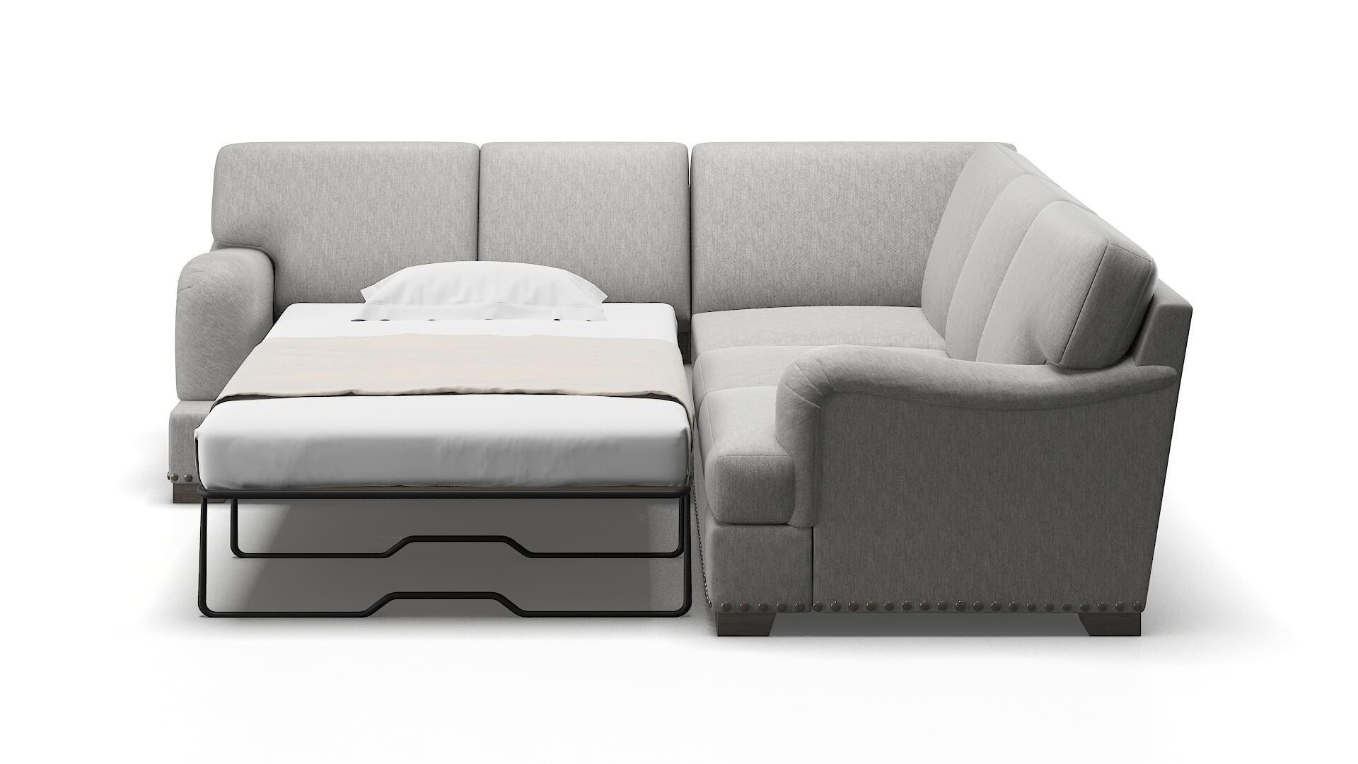 Brighton Cosmo Steel Sectional Sleeper Espresso legs 1