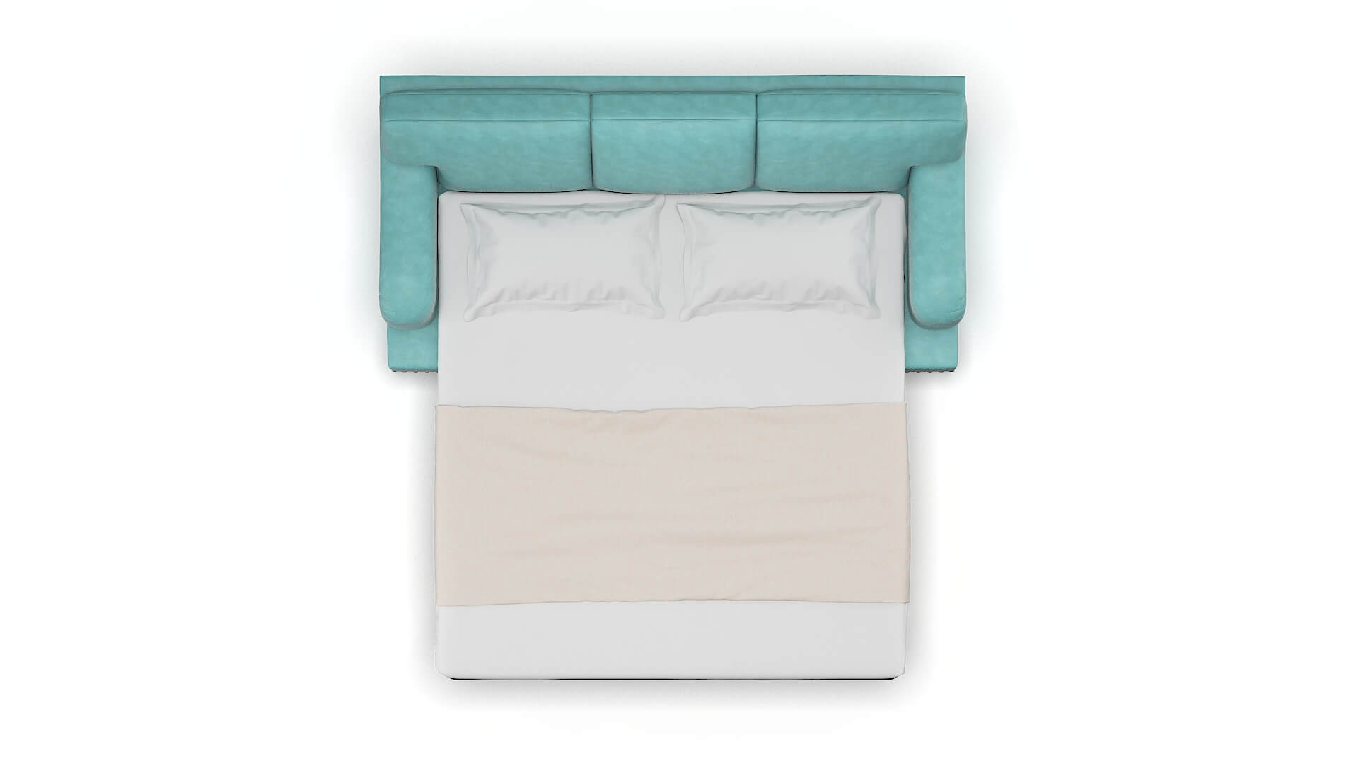 Brighton Curious Turquoise Sofa Sleeper Espresso legs 3