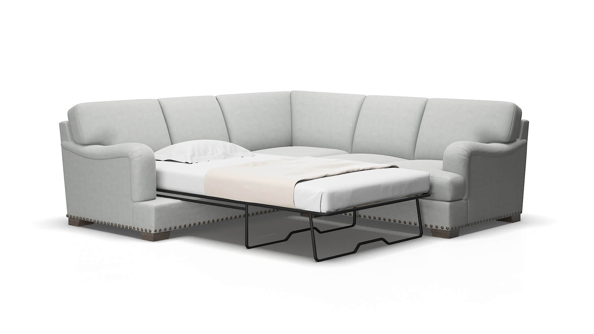 Brighton Dawson platinum Sectional sleeper Espresso Legs  2