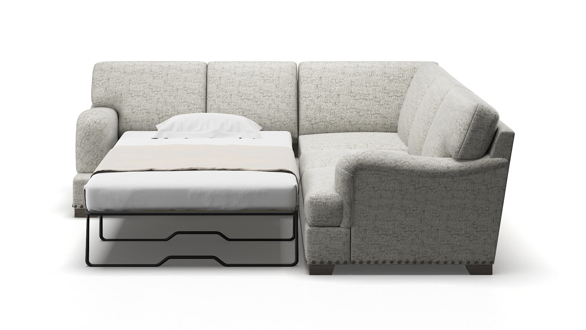 Brighton Derby Silver Sectional Sleeper Espresso legs 1