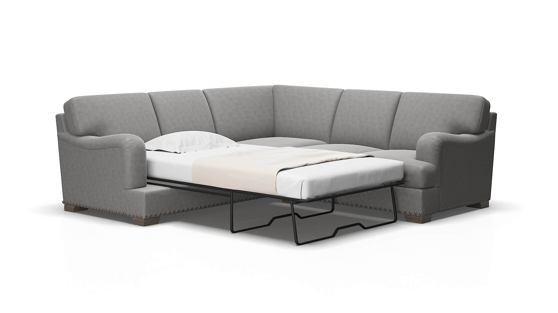Brighton Dream_d charcoal Sectional sleeper Espresso Legs  2