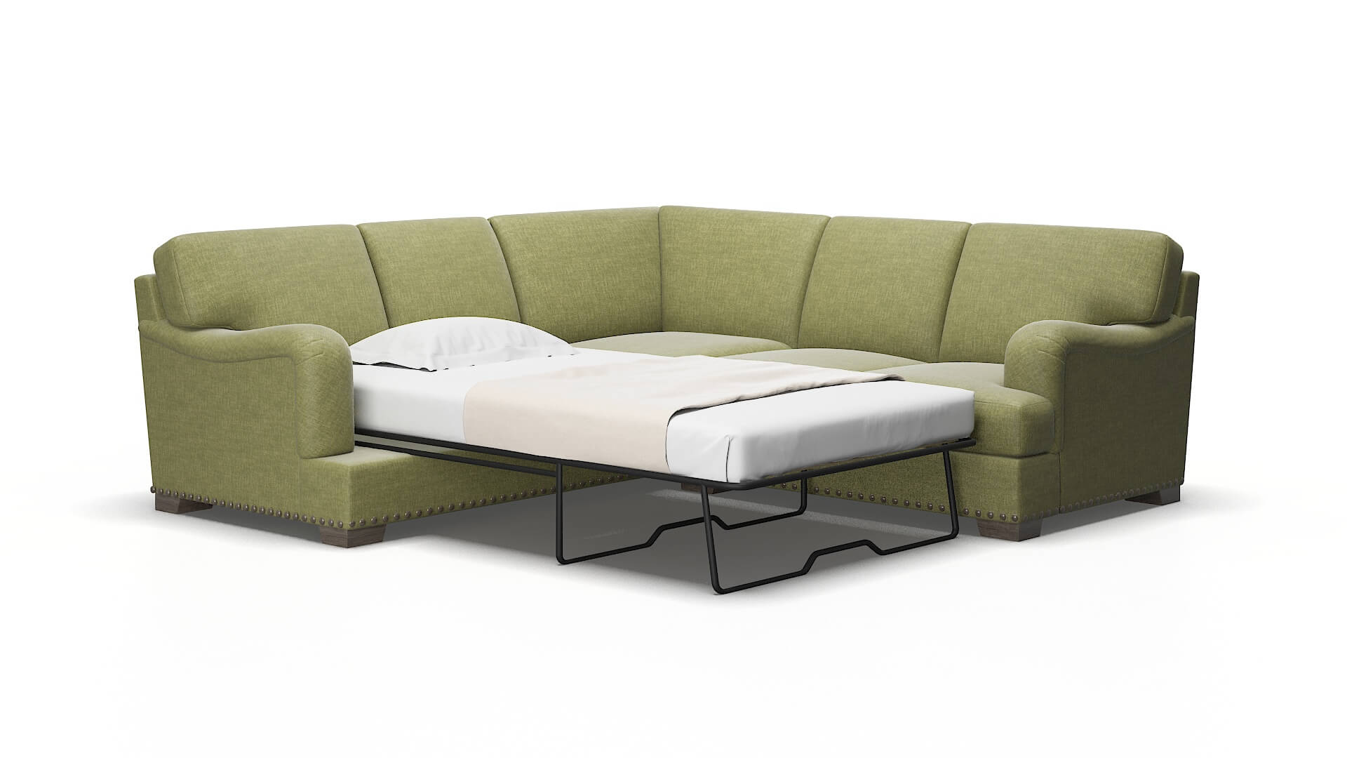 Brighton Durham lime Sectional sleeper Espresso Legs  2