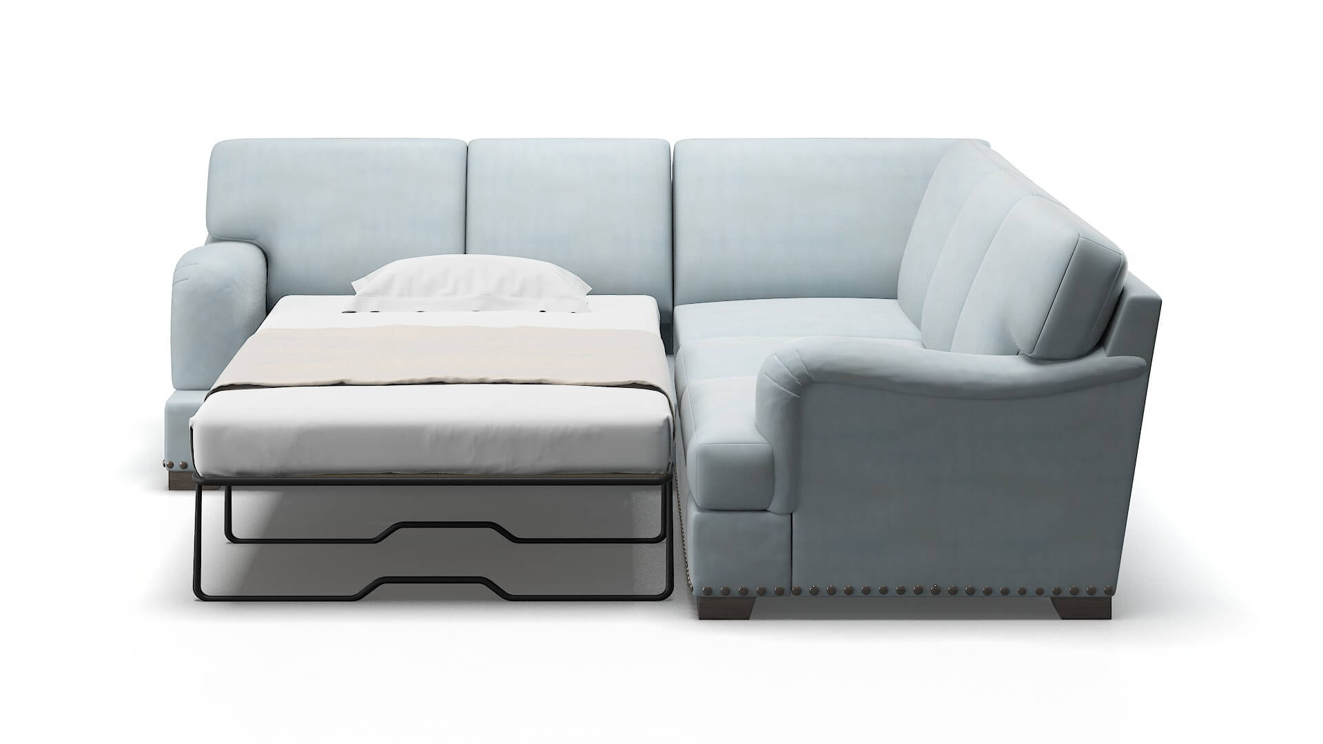 Brighton Hathaway Aqua Sectional Sleeper Espresso legs 1