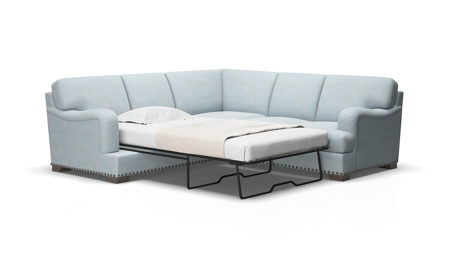 Brighton Hathaway aqua Sectional sleeper Espresso Legs  2