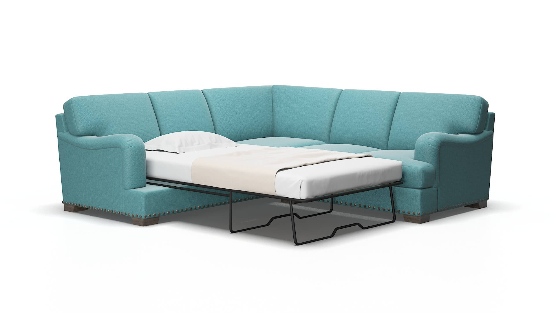 Brighton Hepburn_hrp emerald Sectional sleeper Espresso Legs  2