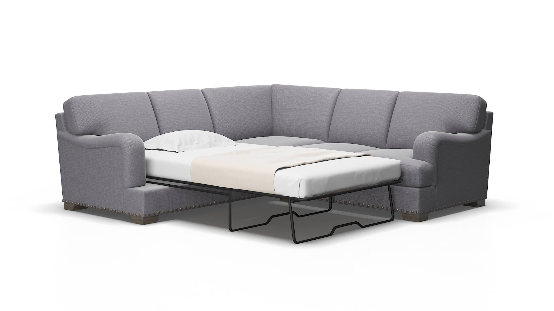 Brighton Insight denim Sectional sleeper Espresso Legs  2