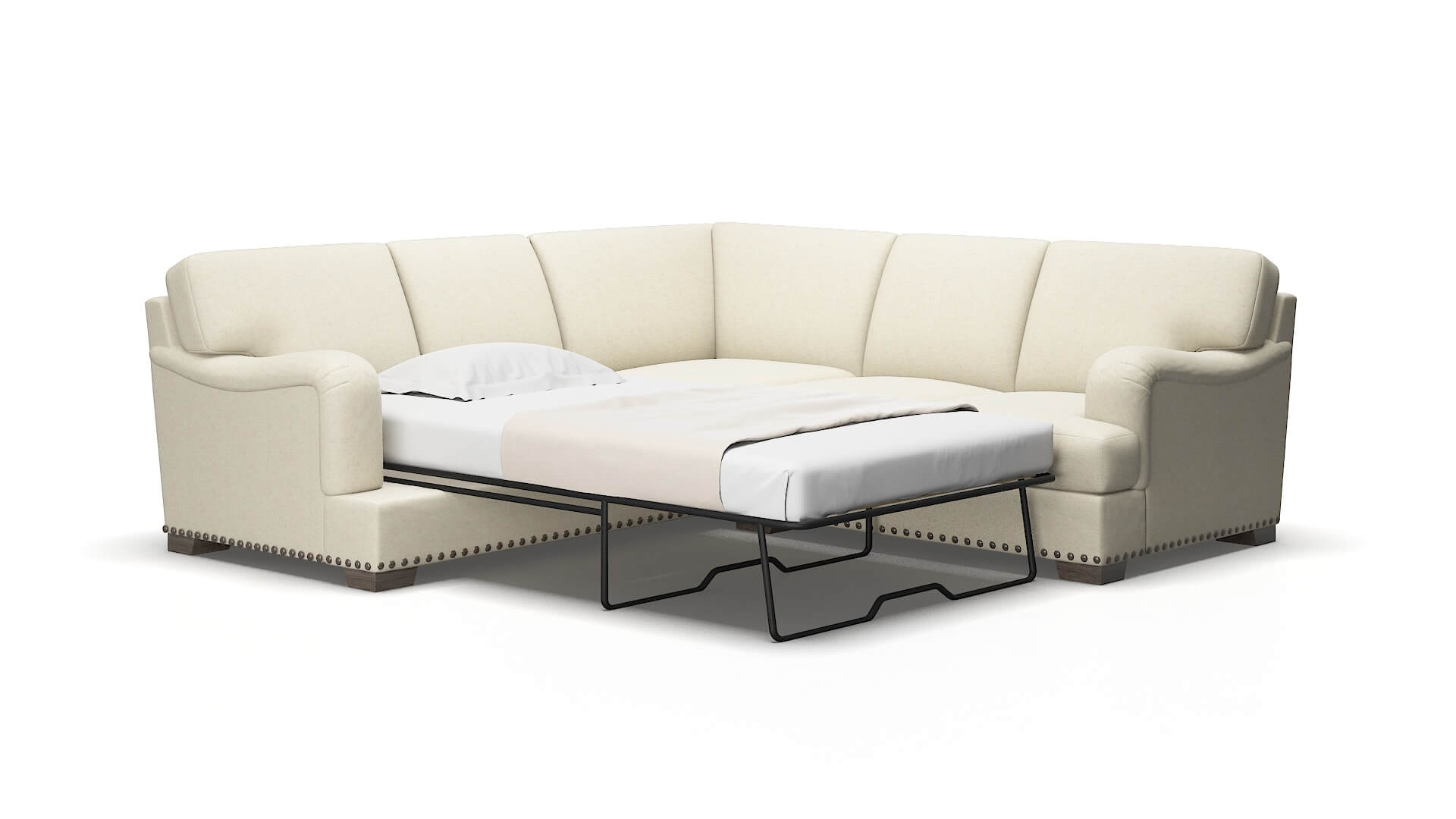 Brighton Lana sand Sectional sleeper Espresso Legs  2
