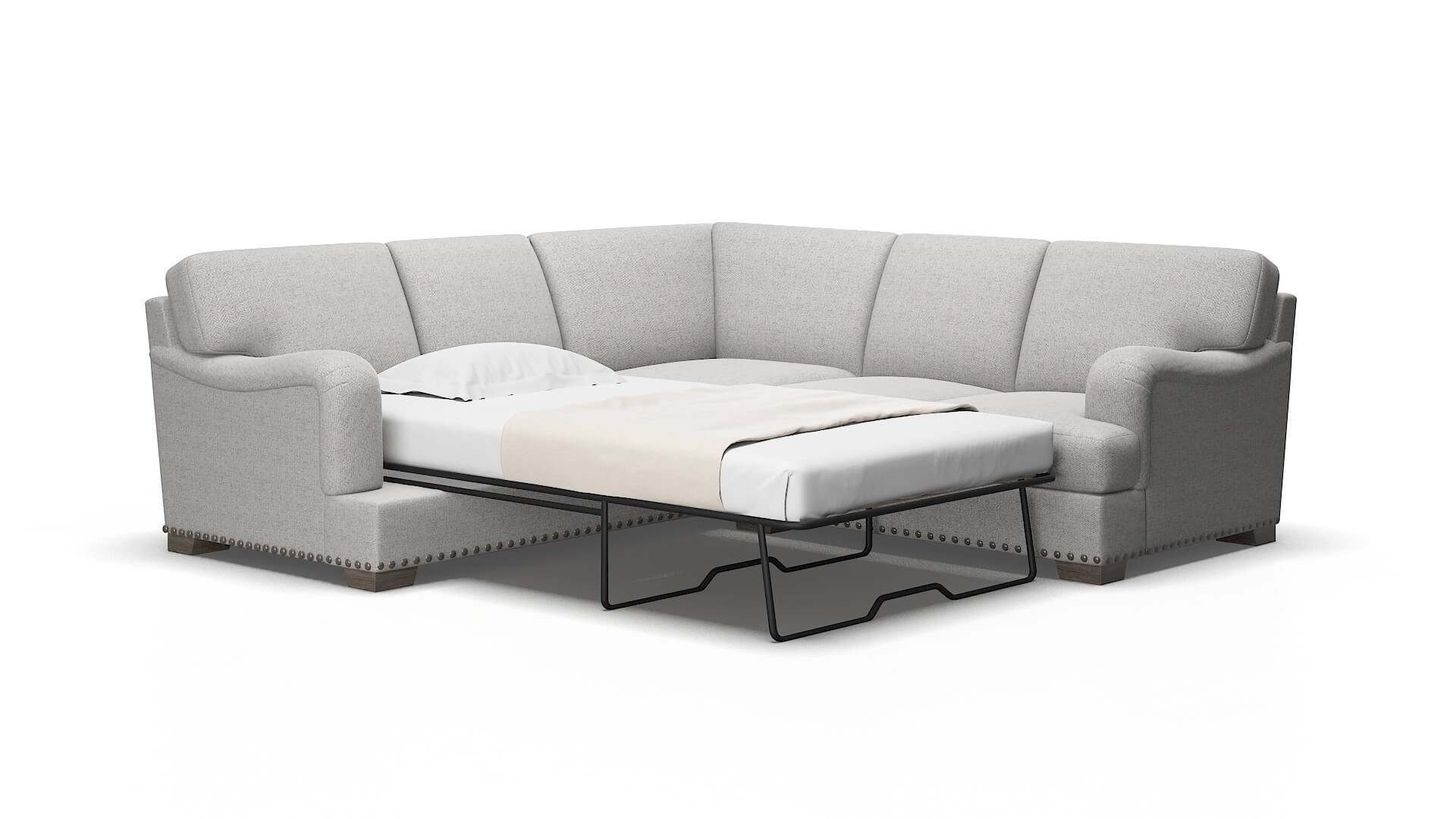 Brighton Malibu Dove Sectional Sleeper Espresso legs 2