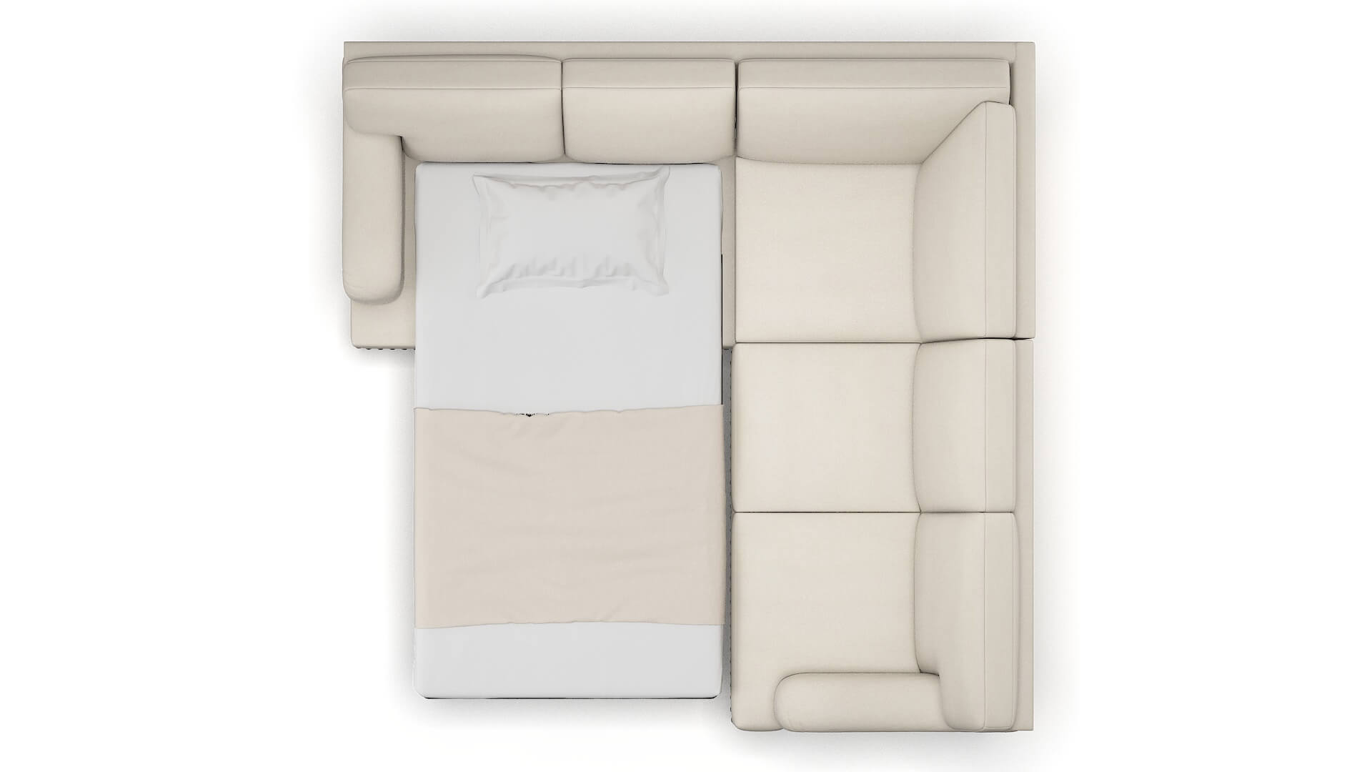 Brighton Malibu Linen Sectional Sleeper Espresso legs 3