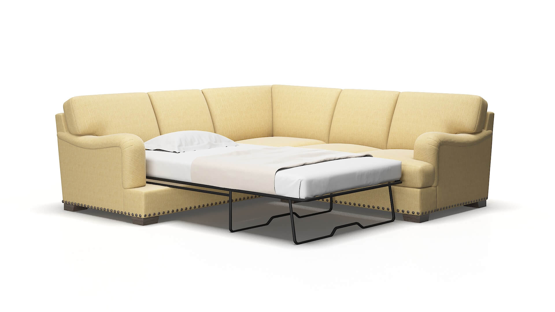 Brighton Malibu Maize Sectional Sleeper Espresso legs 2