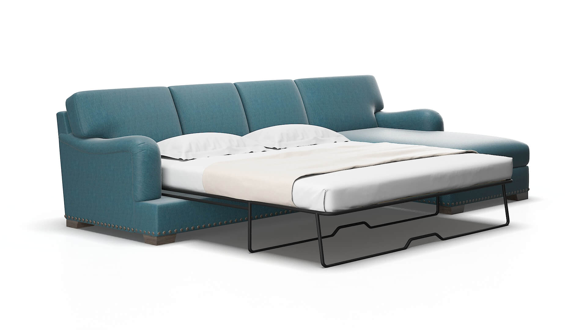 Brighton Merit peacock Panel sleeper Espresso Legs  2